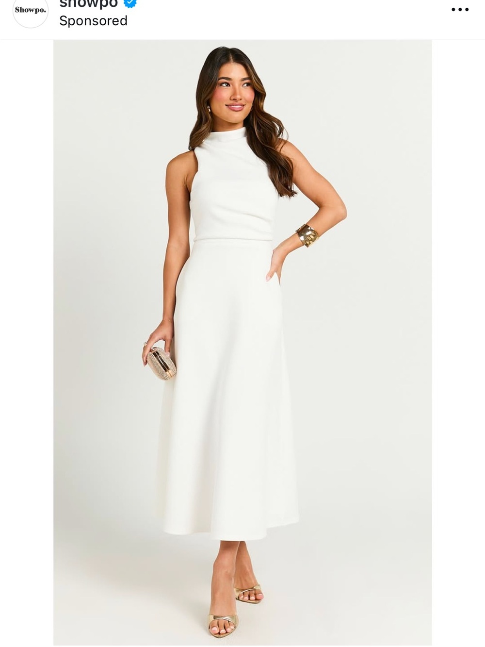 Showpo White Sleeveless High Neck Dress